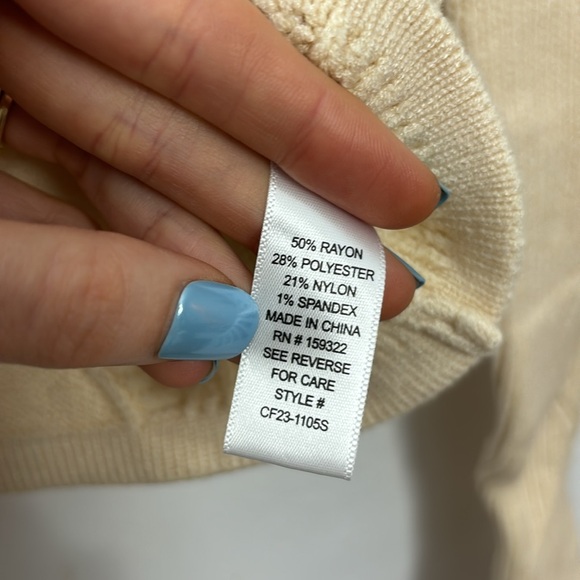 Cream Cable Knit Cardigan Sweater - Picture 4 of 5